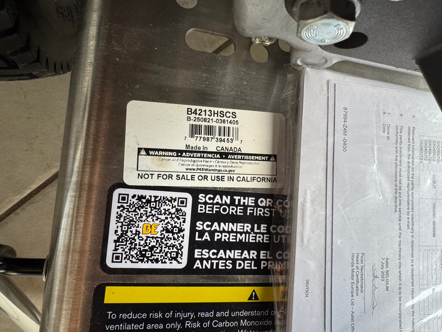 BE Scratch & Dent Honda GX390 Pressure Washer 4200 PSI 4.2 GPM B4213HSCS 361405