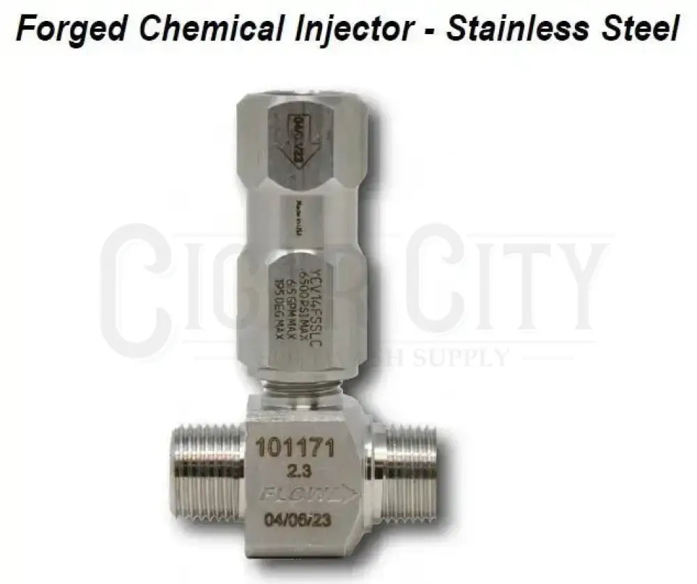 2.3 General Pump Stainless Steel Chemical Injector - Bare Cigarcity Softwash.