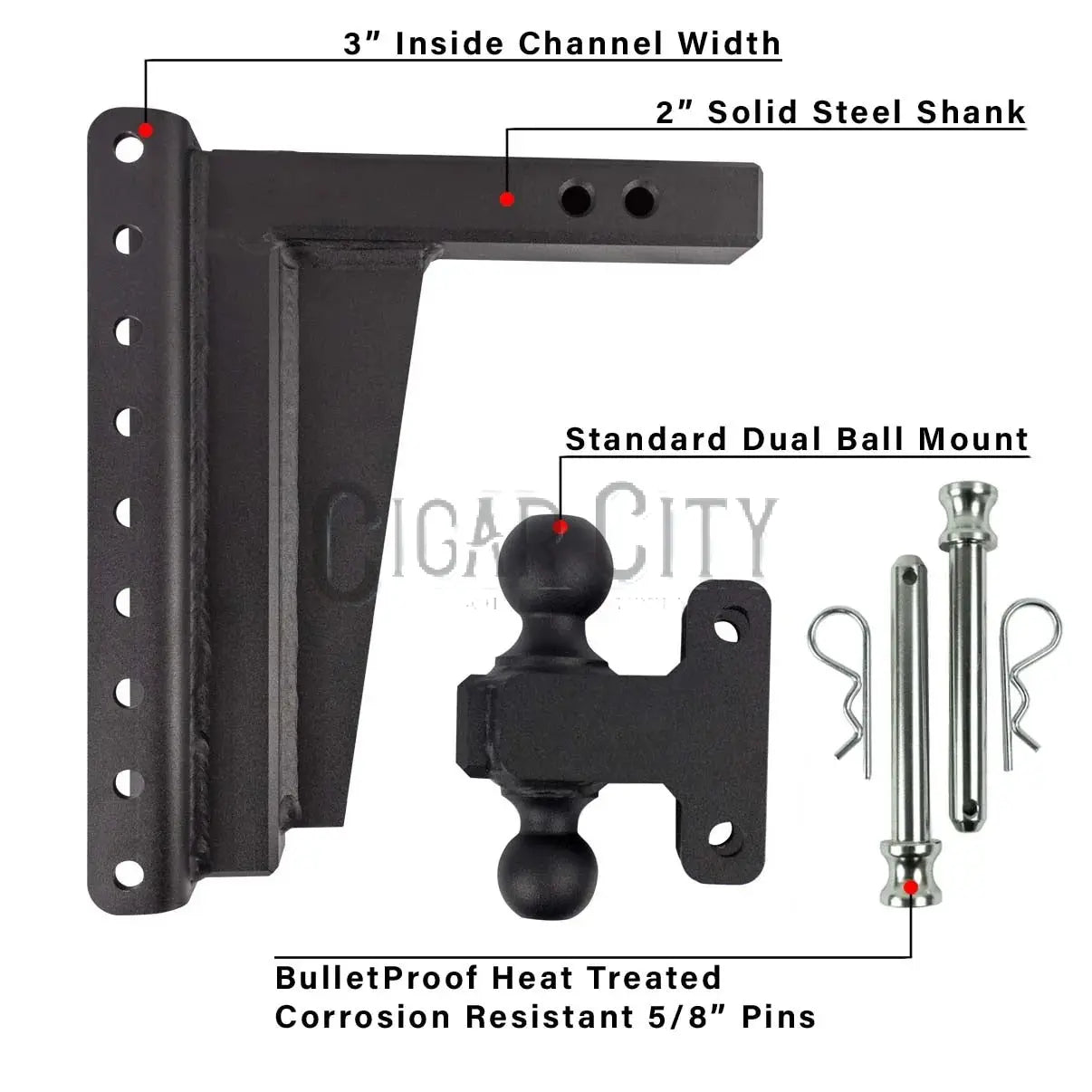 2.0" Extreme Duty 12" Drop/Rise Hitch — Bulletproof Hitches Cigarcity Softwash