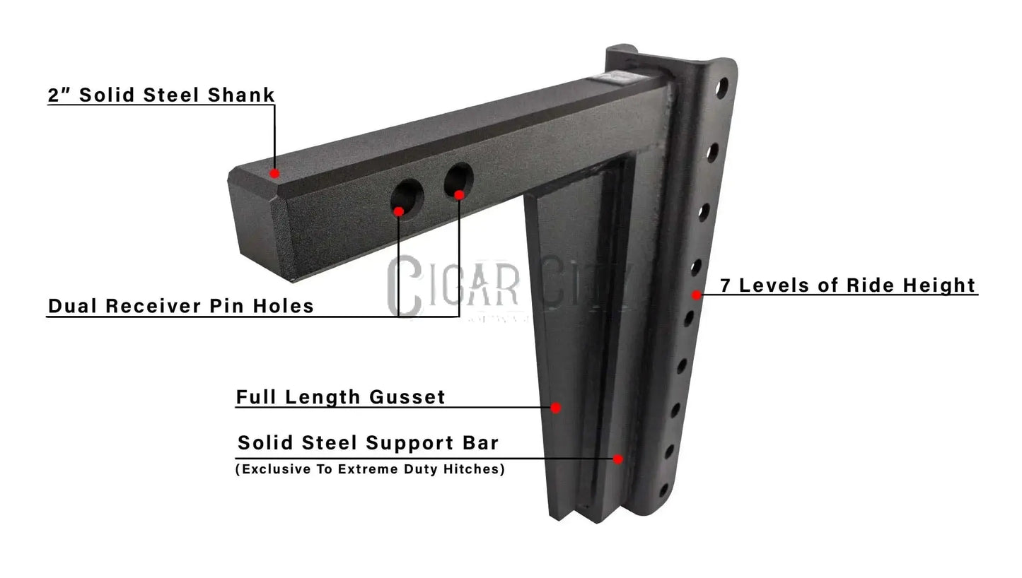 2.0" Extreme Duty 12" Drop/Rise Hitch — Bulletproof Hitches Cigarcity Softwash