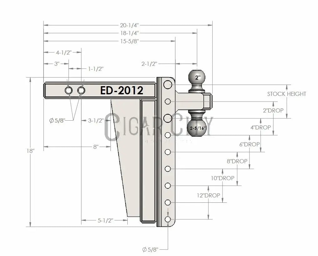 2.0" Extreme Duty 12" Drop/Rise Hitch — Bulletproof Hitches Cigarcity Softwash