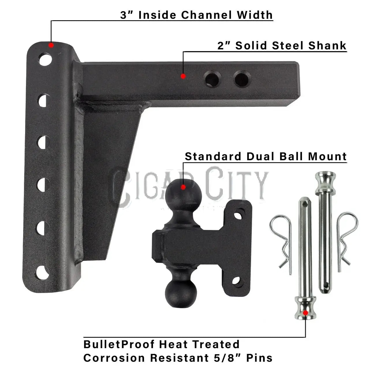 2.0" Extreme Duty 6" Drop/Rise Hitch — Bulletproof Hitches Cigarcity Softwash