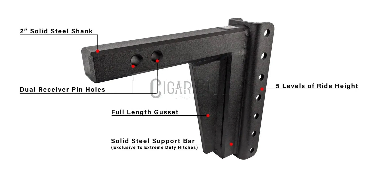 2.0" Extreme Duty 8" Drop/Rise Hitch — Bulletproof Hitches Cigarcity Softwash