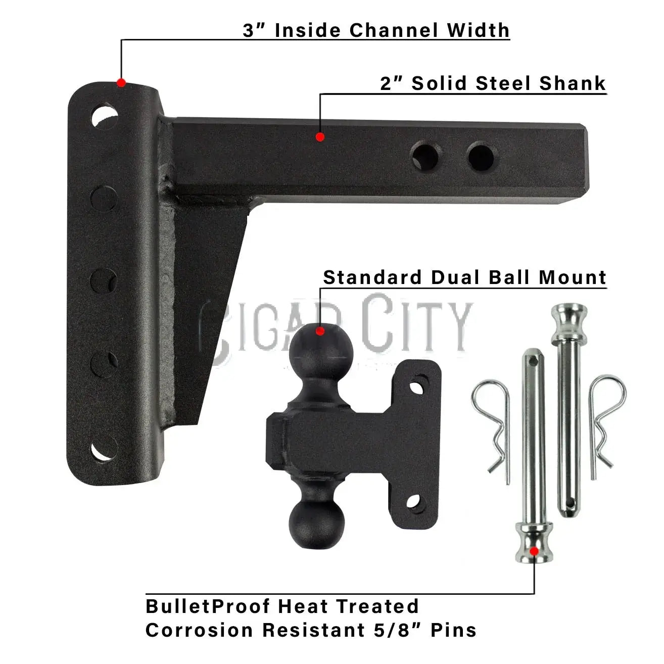 2.0" Heavy Duty 4" Drop/Rise Hitch Cigarcity Softwash