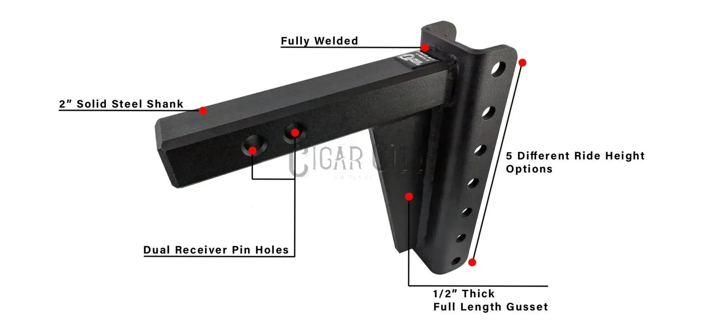 2.0" Heavy Duty 8" Drop/Rise Hitch Cigarcity Softwash