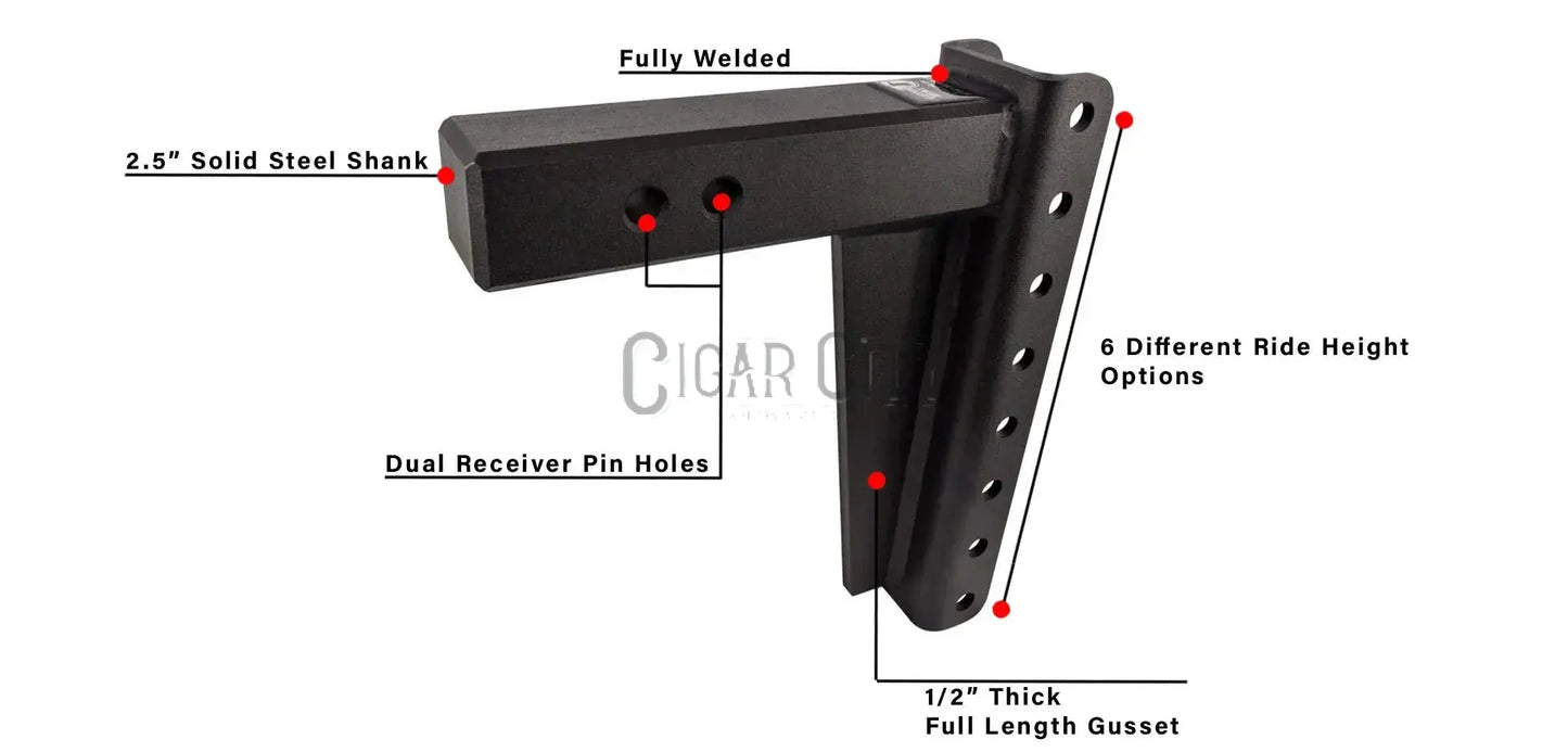 2.5" Heavy Duty 10" Drop/Rise Hitch — Bulletproof Hitches Cigarcity Softwash