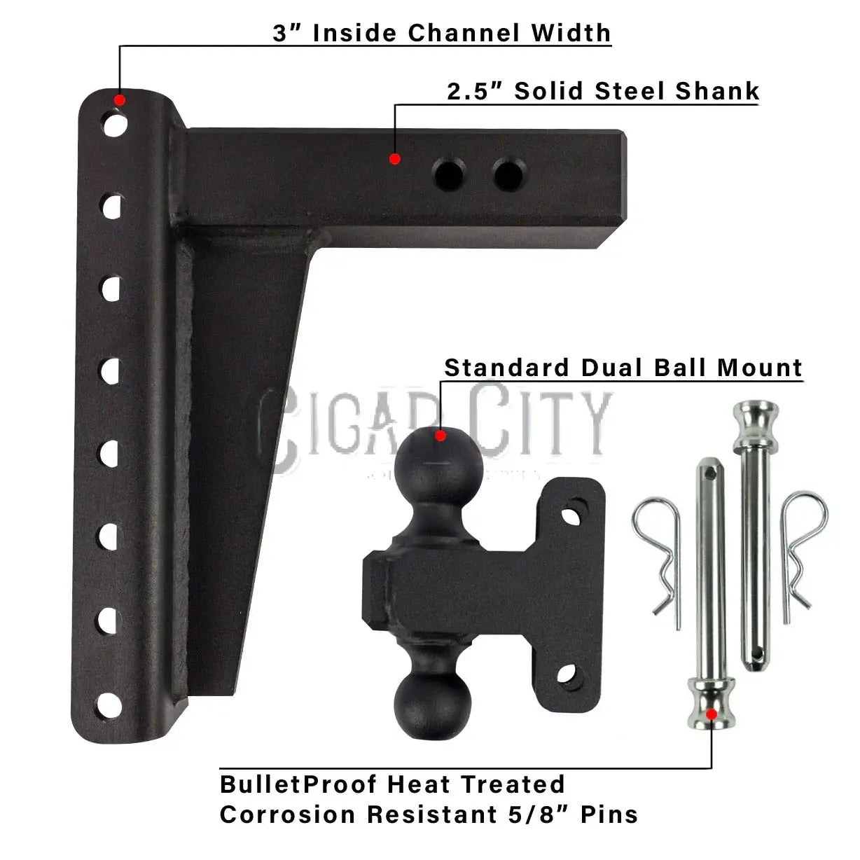 2.5" Heavy Duty 10" Drop/Rise Hitch — Bulletproof Hitches Cigarcity Softwash