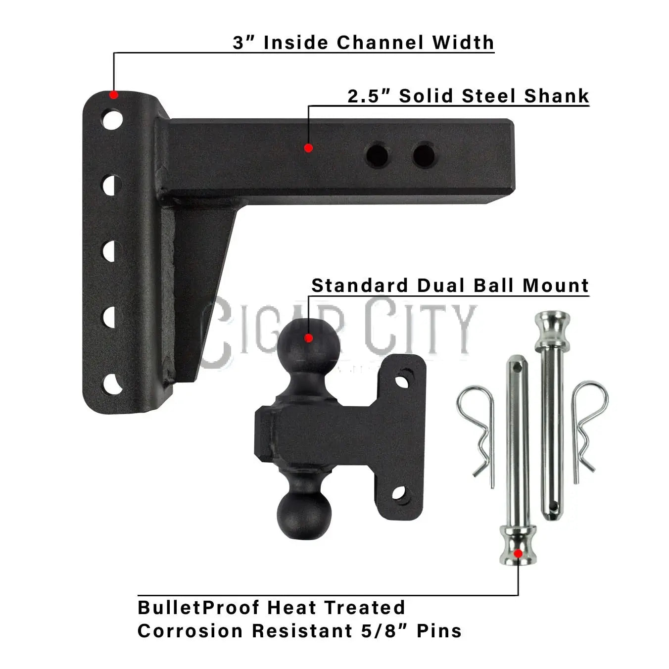 2.5" Heavy Duty 4" Drop/Rise Hitch — Bulletproof Hitches Cigarcity Softwash