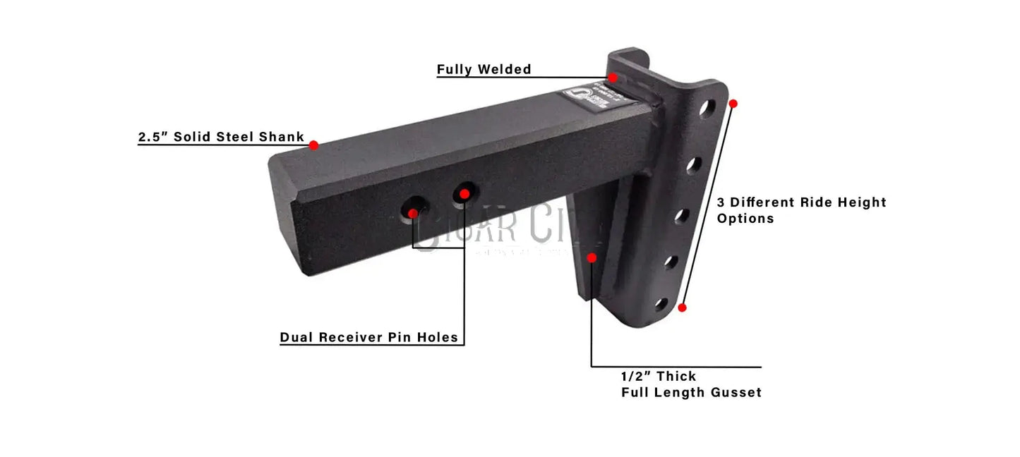 2.5" Heavy Duty 4" Drop/Rise Hitch — Bulletproof Hitches Cigarcity Softwash