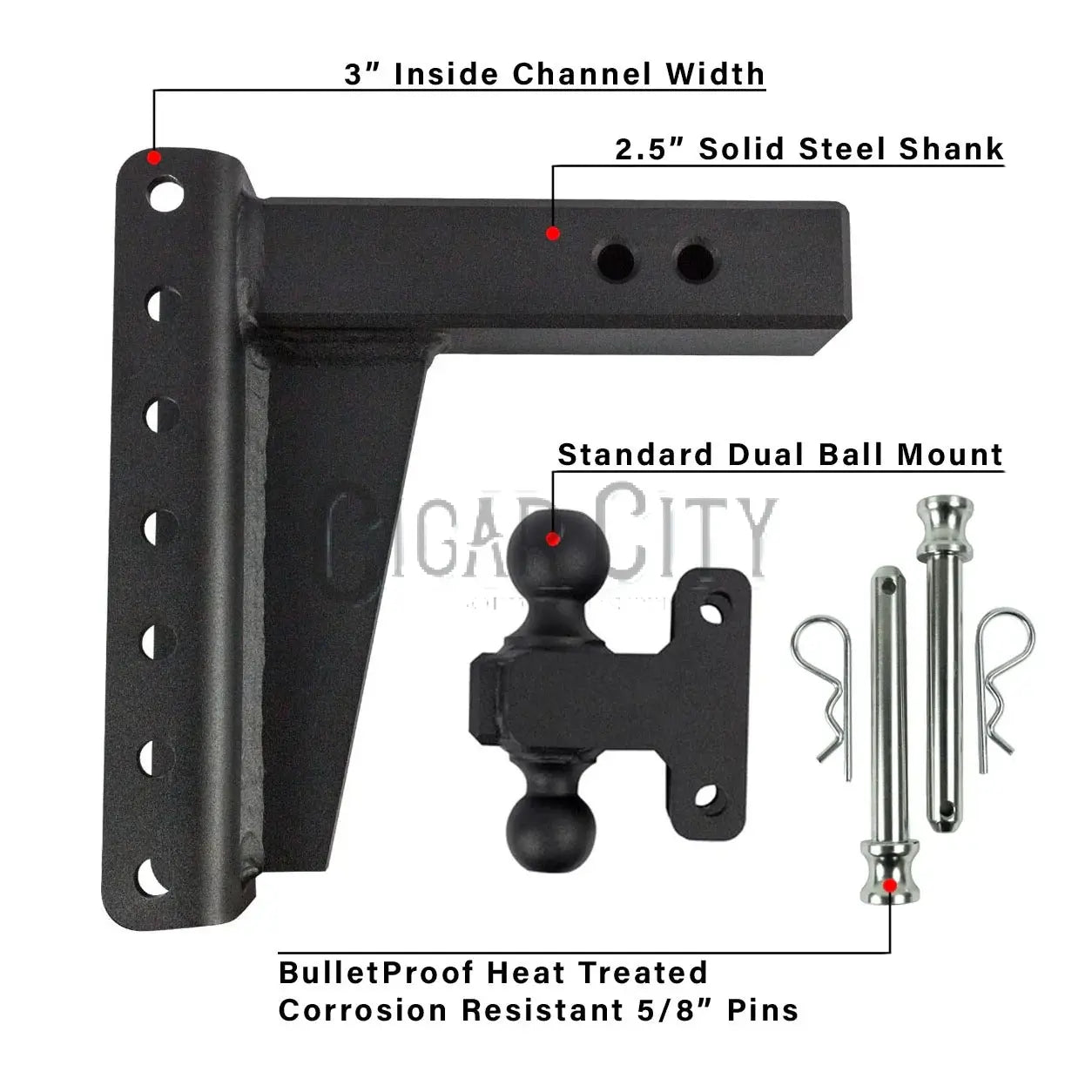 2.5" Heavy Duty 8" Drop/Rise Hitch — Bulletproof Hitches Cigarcity Softwash