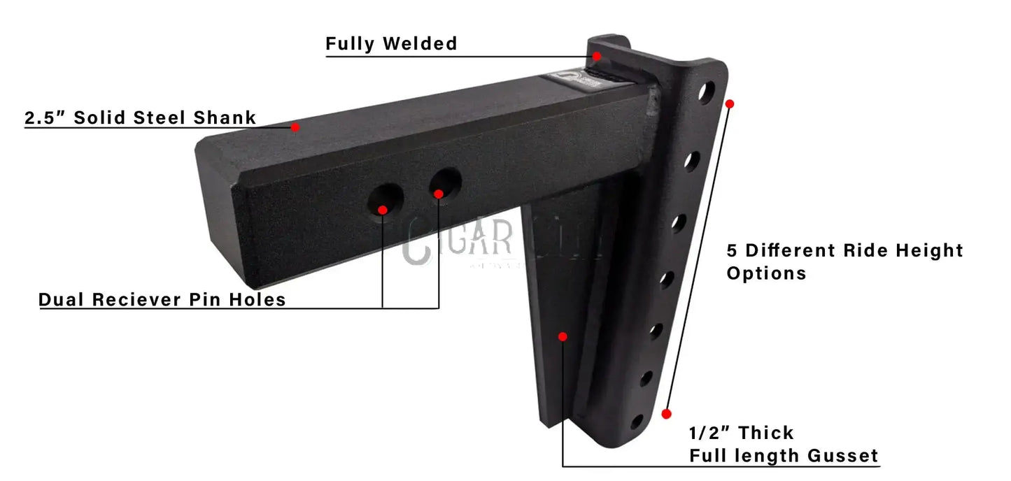 2.5" Heavy Duty 8" Drop/Rise Hitch — Bulletproof Hitches Cigarcity Softwash