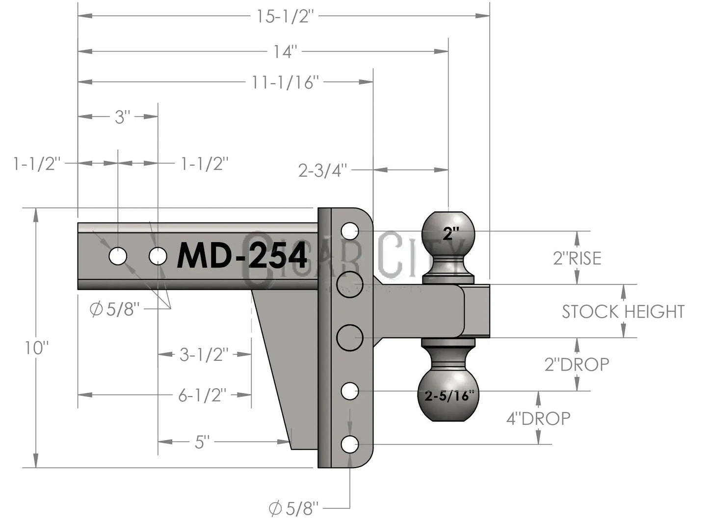 2.5" Medium Duty 4" Drop/Rise Hitch — Bulletproof Hitches Cigarcity Softwash
