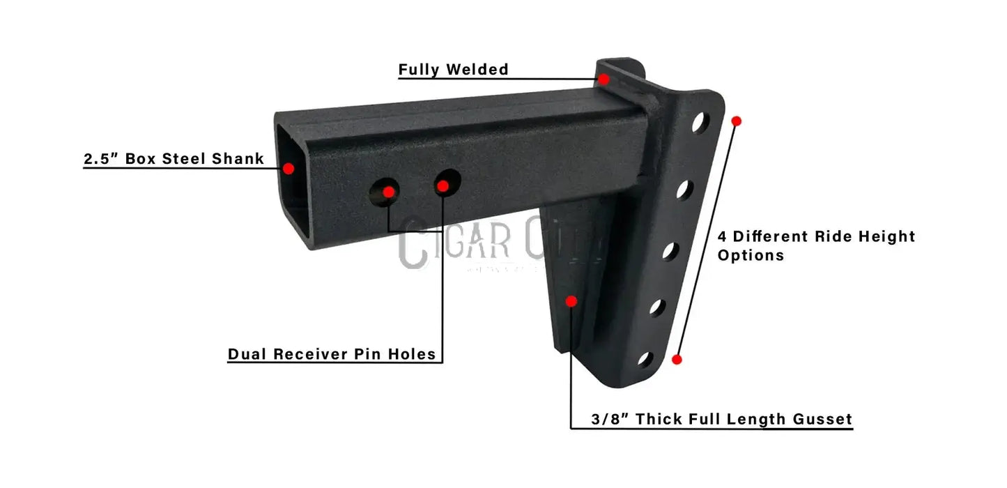 2.5" Medium Duty 4" Drop/Rise Hitch — Bulletproof Hitches Cigarcity Softwash