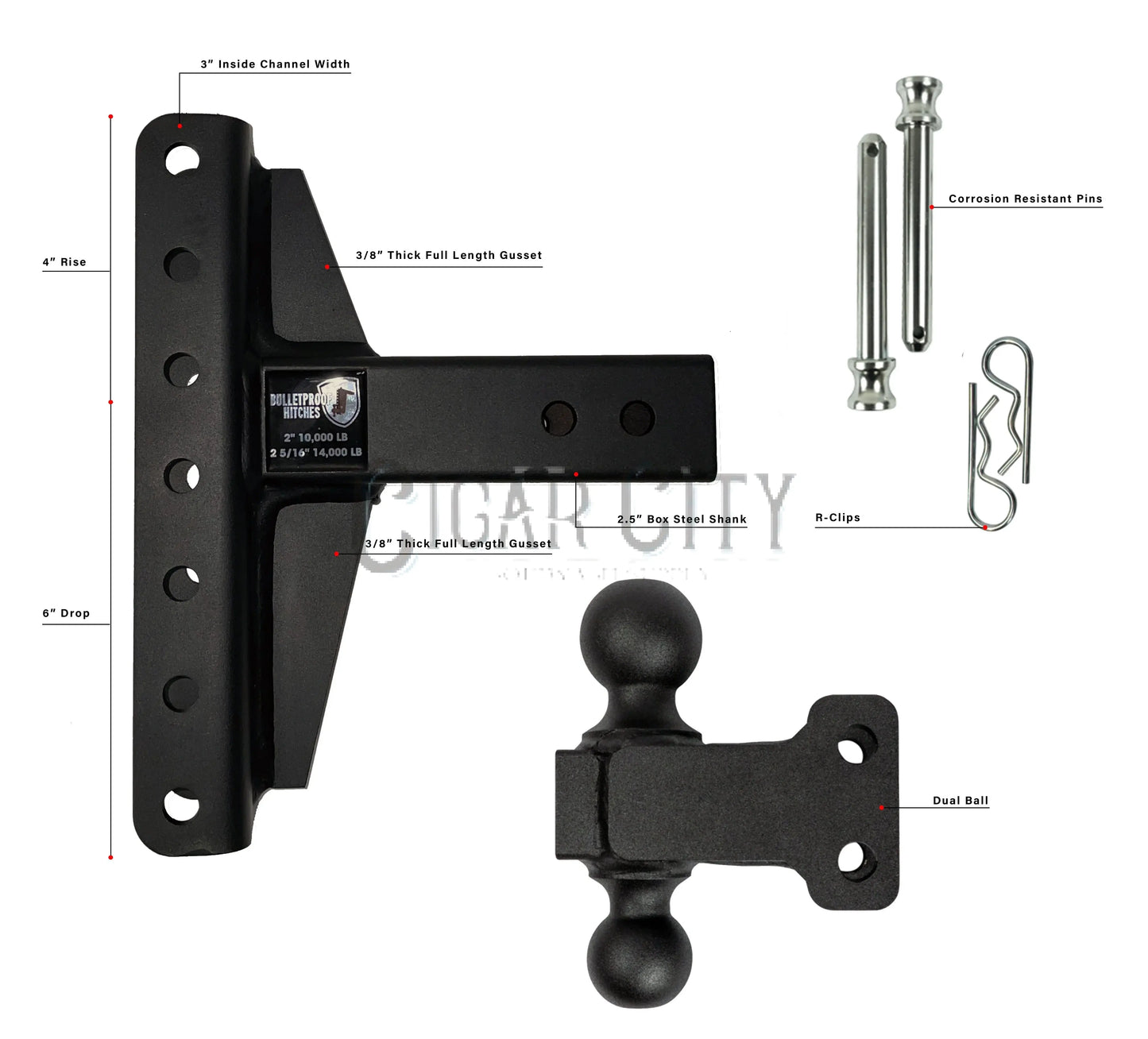 2.5" Medium Duty 4" & 6" Offset Hitch — Bulletproof Hitches Cigarcity Softwash
