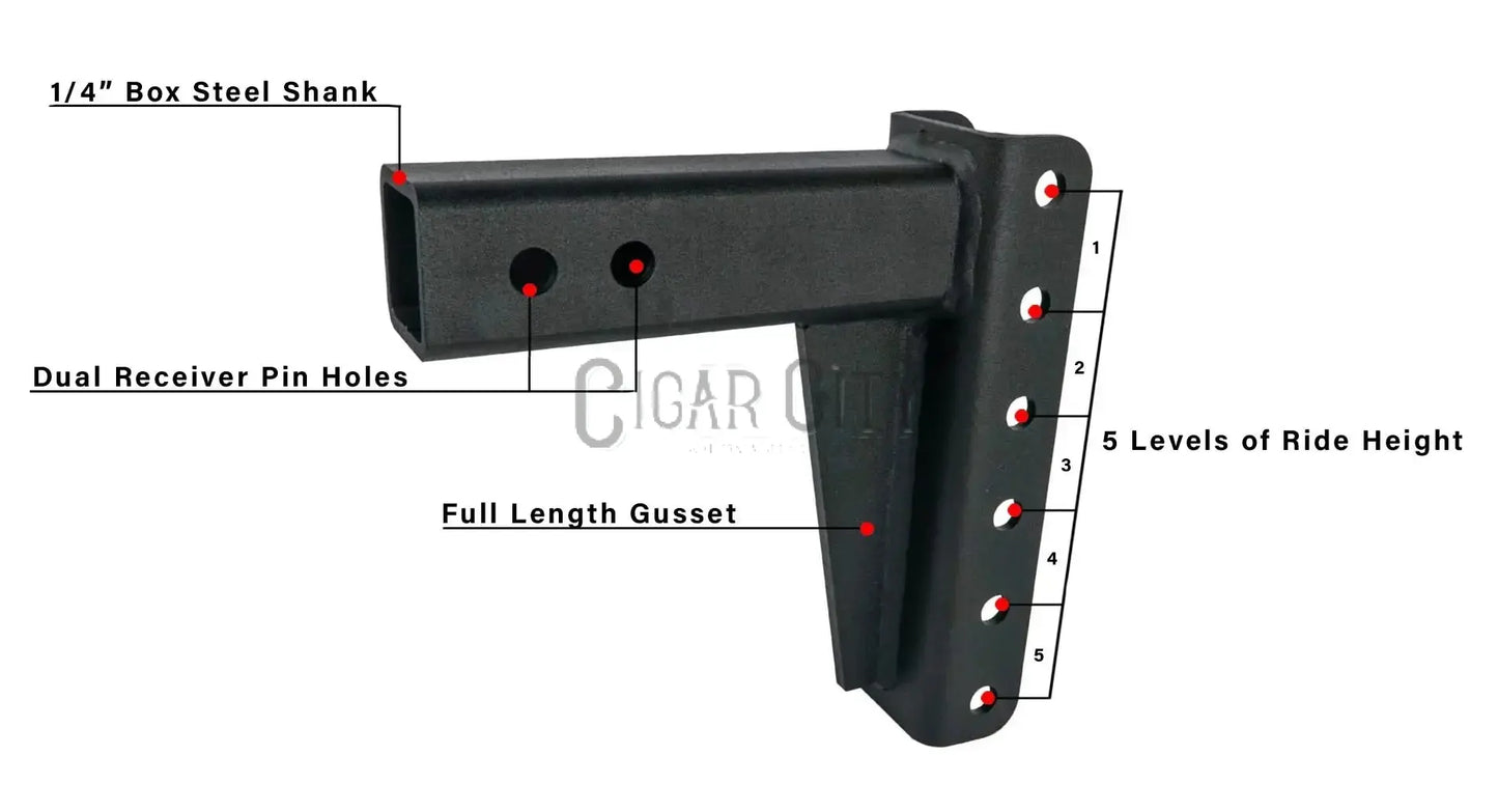 2.5" Medium Duty 6" Drop/Rise Hitch — Bulletproof Hitches Cigarcity Softwash