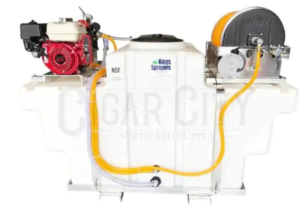 300 Gallon SpaceSaver Skid w/ 10 gpm Pump & Electric Reel w/ 300' 1/2" ID Hose Cigarcity Softwash.