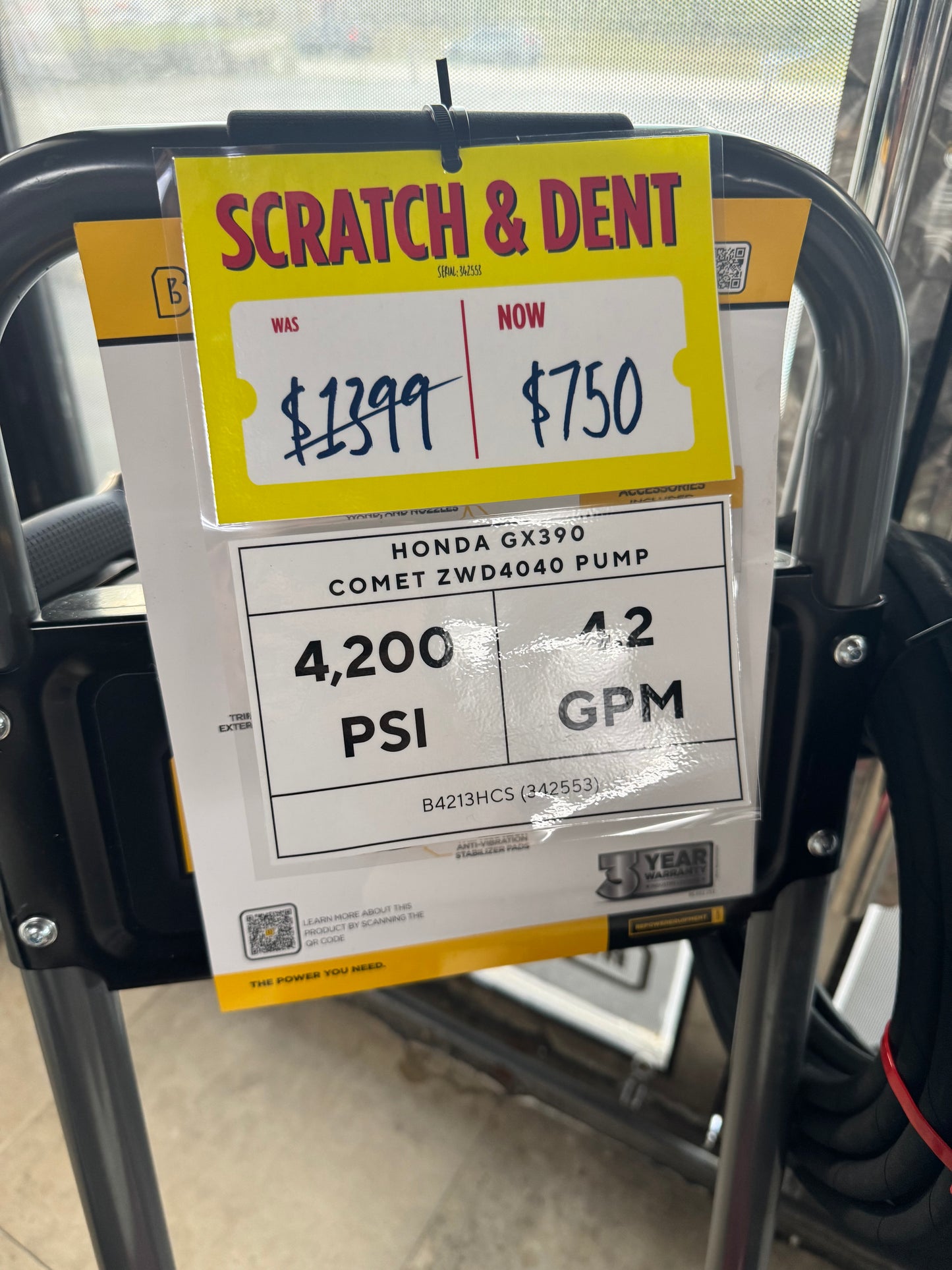 BE Scratch & Dent Honda GX390 w/ Comet ZWD4040 Pump 4,200 PSI 4.2 GPM Pressure Washer - B4213HCS (342553)