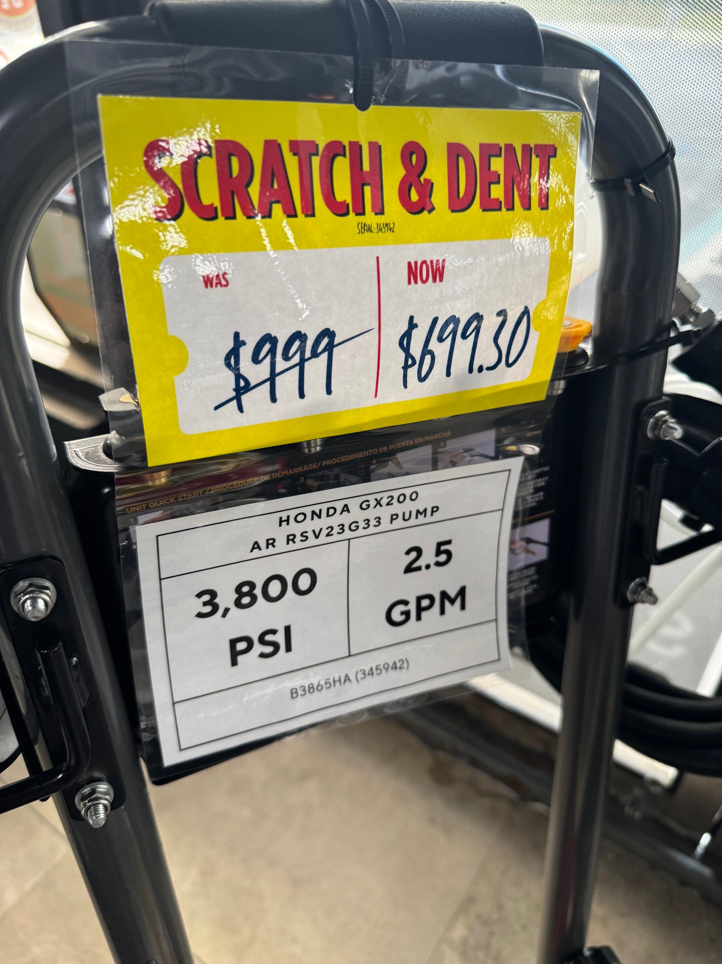 BE Scratch & Dent Honda GX200 w/ AR RSV23G33 Pump 3,800 PSI 2.5 GPM Pressure Washer - B3865HA (345942)