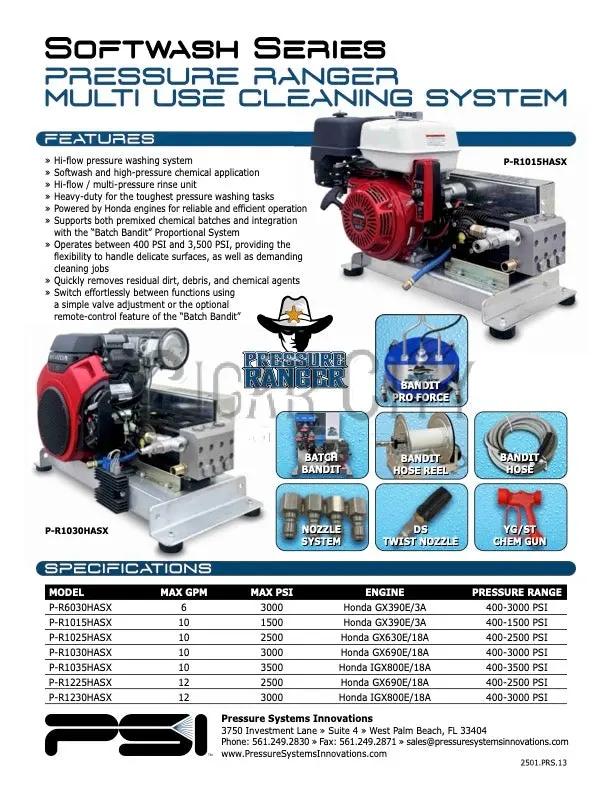 Bandit Pressure Ranger 6 GPM @ 3000 PSI with Proportioner & Remote – Honda GX390 - P-R6030HASX Pressure Systems Innovations