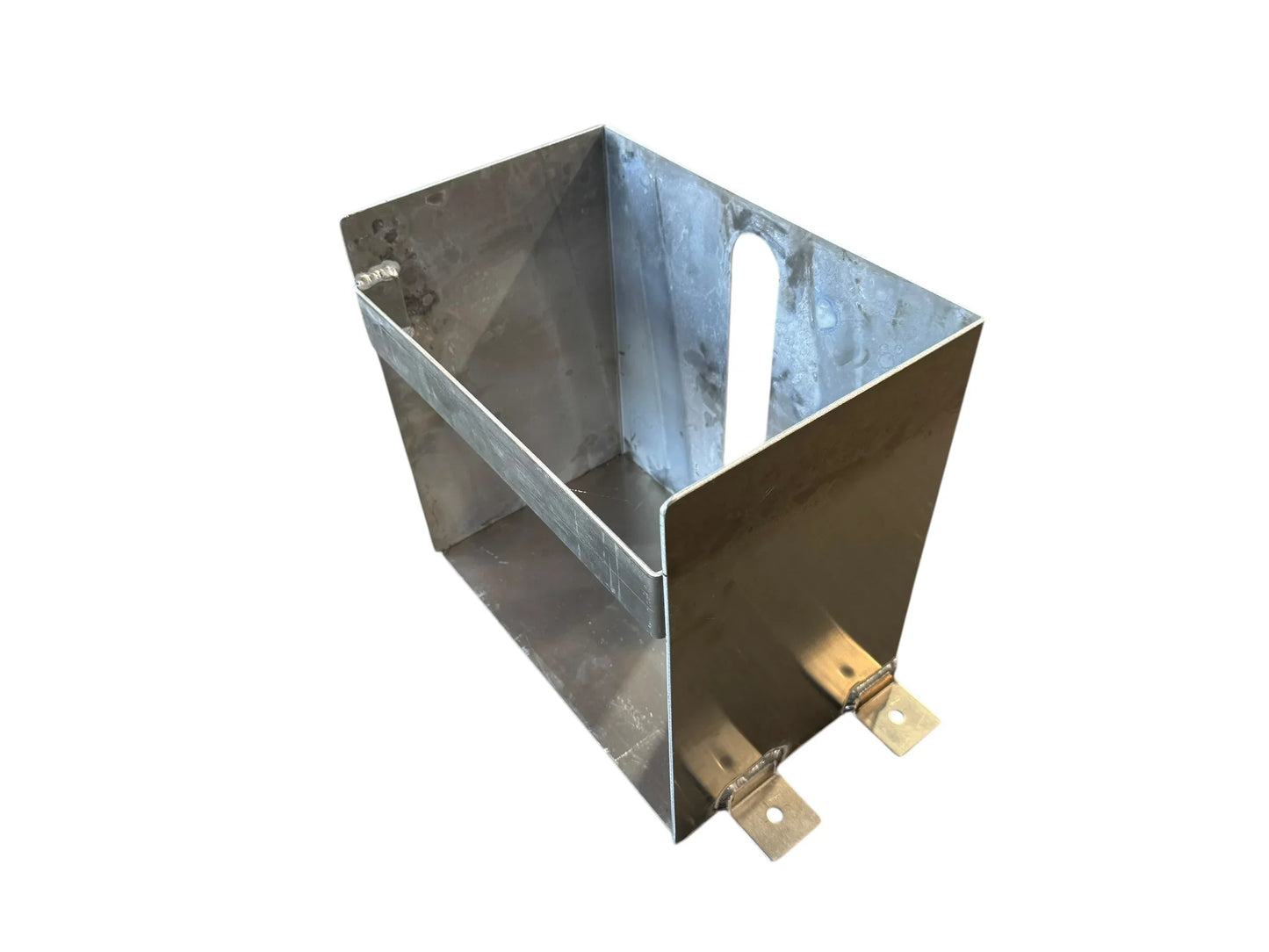 Metal softwash equipment component with mounting brackets for cleaning solutions