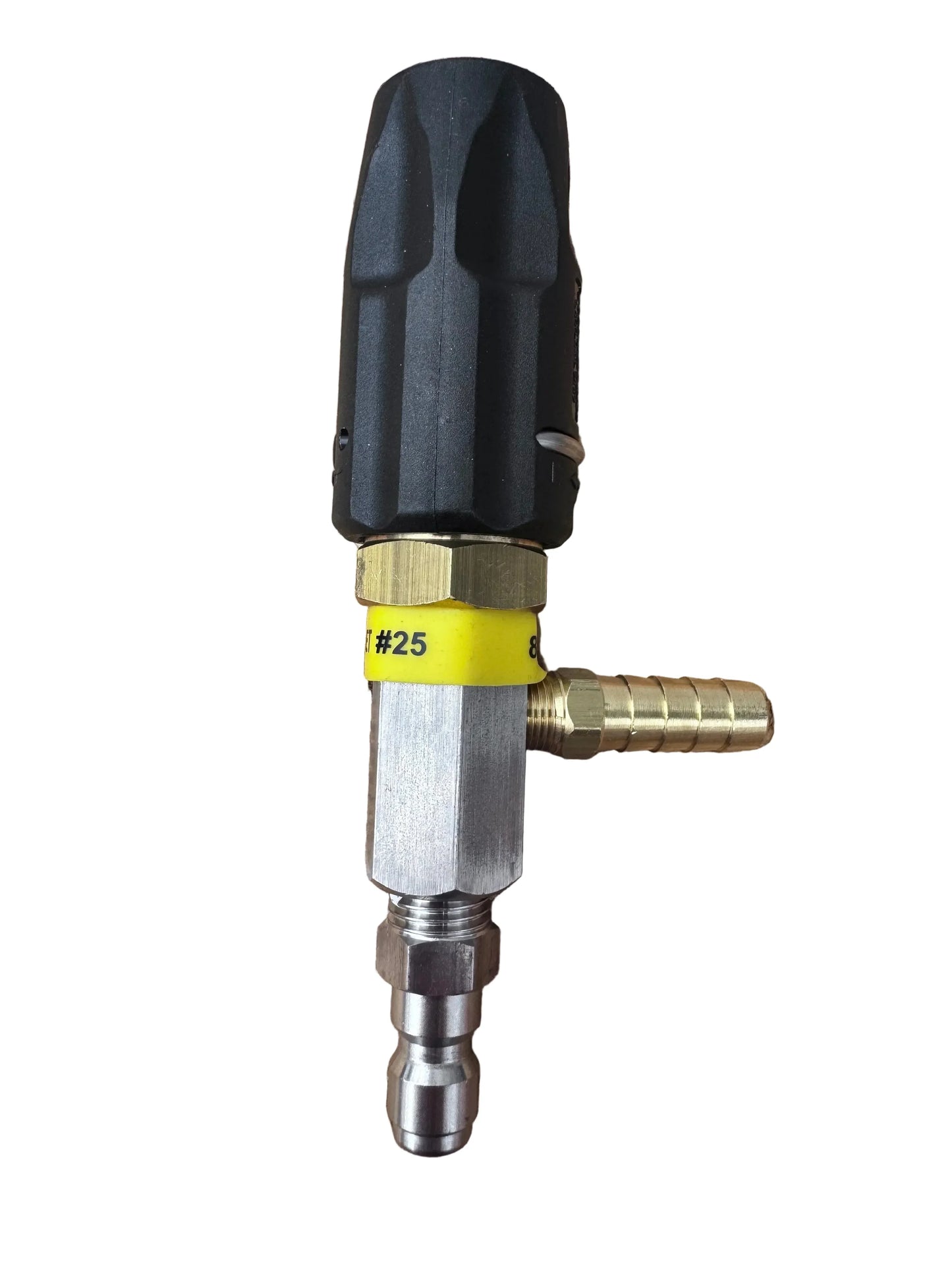 Softwash nozzle #25 with black grip and brass fittings for pressure washing equipment