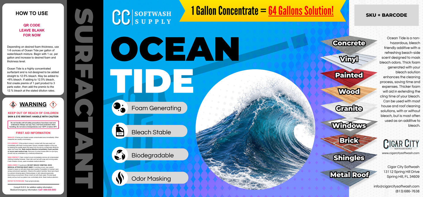 Ocean Tide Surfactant – Professional Softwash Surfactant