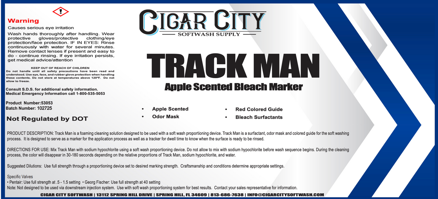 Track Man Apple Bleach Marker – Surfactant, Odor Mask & Colored Guide for Softwash Systems