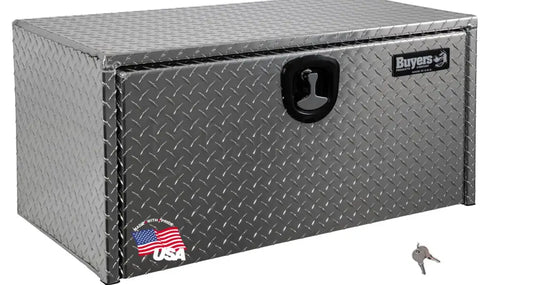 Buyers Products 1705105 Silver Diamond Tread Aluminum Underbody Truck Box with T-Handle Latch, 18 x 18 x 36 Inch, Durable Contractor Toolbox For Organization And Storage, Job Tool Chest  Cigarcity Softwash.
