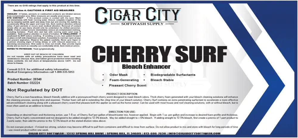 Cherry Surf Surfactant Chemicals Cigarcity Softwash.