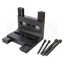 Black metal softwash equipment bracket with mounting bolts for professional cleaning systems