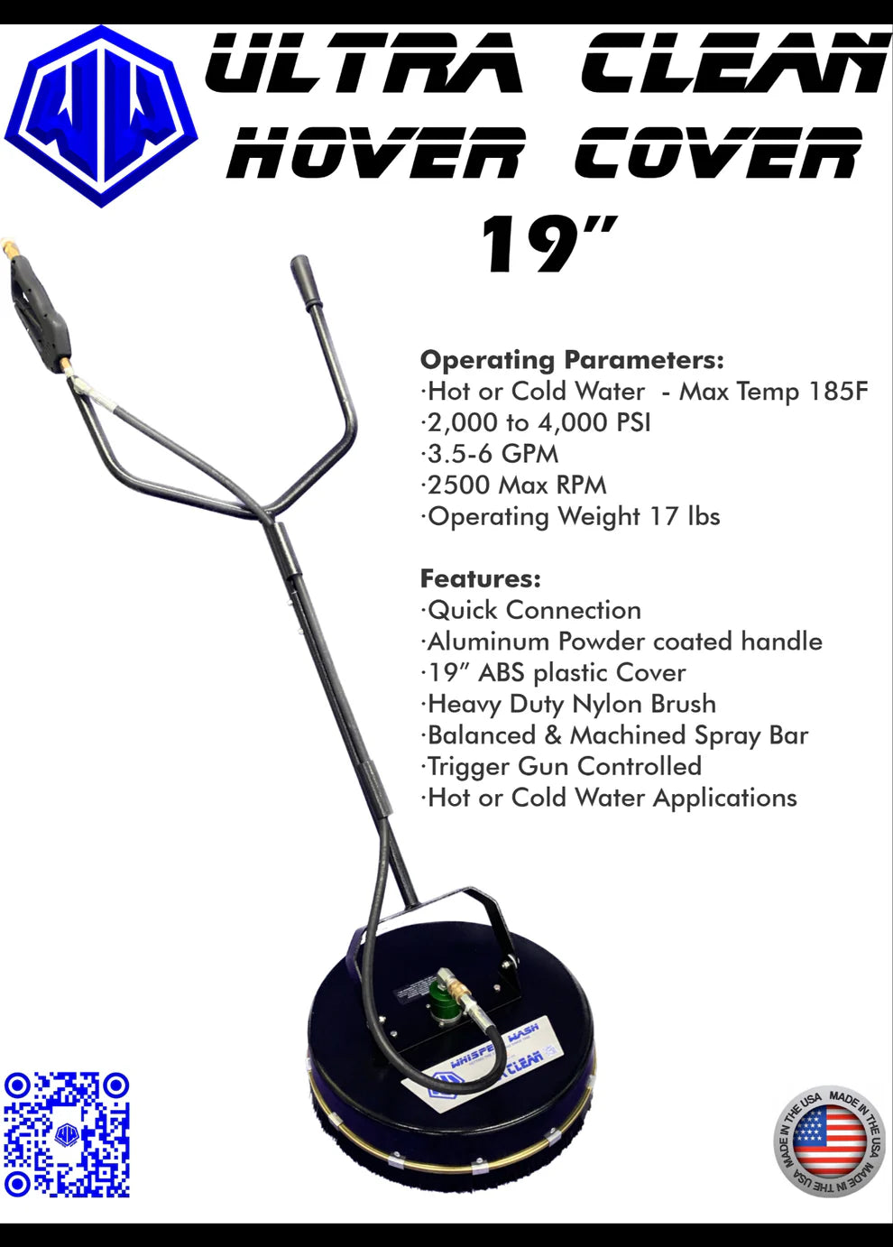 Whisper Wash Ultra Clean 19 Inch 2 Tip Surface Cleaner UC6019HC