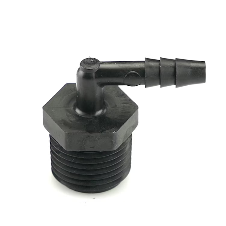 1/2 Inch NPT x 1/4 Inch Hose ID Black HDPE Elbow US Plastics