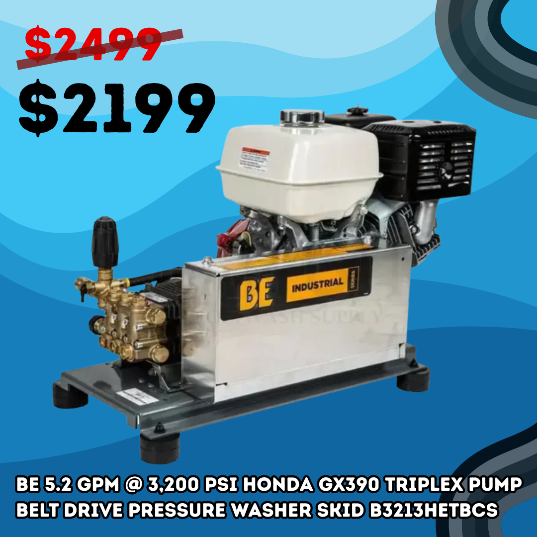 BE 5.2 GPM @ 3,200 PSI Honda GX390 Triplex Pump Belt Drive Pressure Washer Skid B3213HETBCS