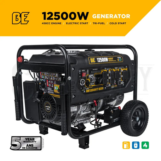 12,500 Watt BE Electric Start Tri-Fuel Generator Generator Cigarcity Softwash.