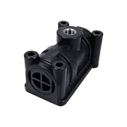 Black softwash pump component with threaded ports and intake grille for pressure washing systems