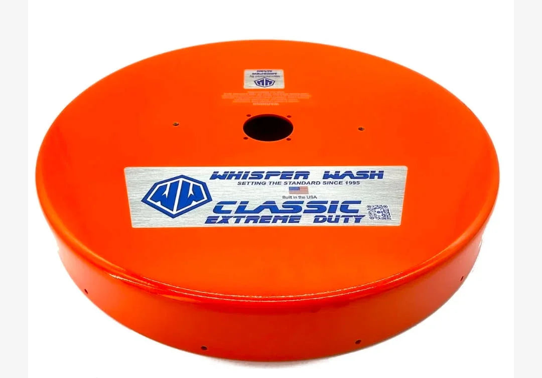 Whisper Wash Classic Extreme Duty softwash equipment, bright orange, USA-made for professional cleaning