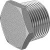 304 Stainless Steel Threaded Pipe Fitting, Low-Pressure, Plug with External Hex Drive, 1 NPT