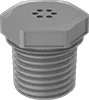 Gray threaded softwash nozzle with multi-hole spray tip for pressure washing equipment