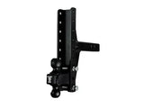 Black heavy-duty trailer hitch with dual ball mounts for softwash equipment towing