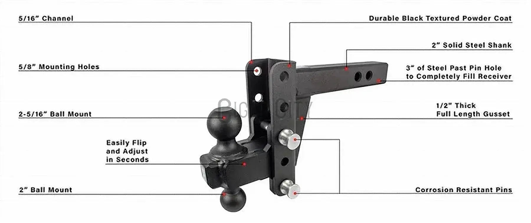 2.0" Extreme Duty 4" Drop/Rise Hitch — Bulletproof Hitches Cigarcity Softwash