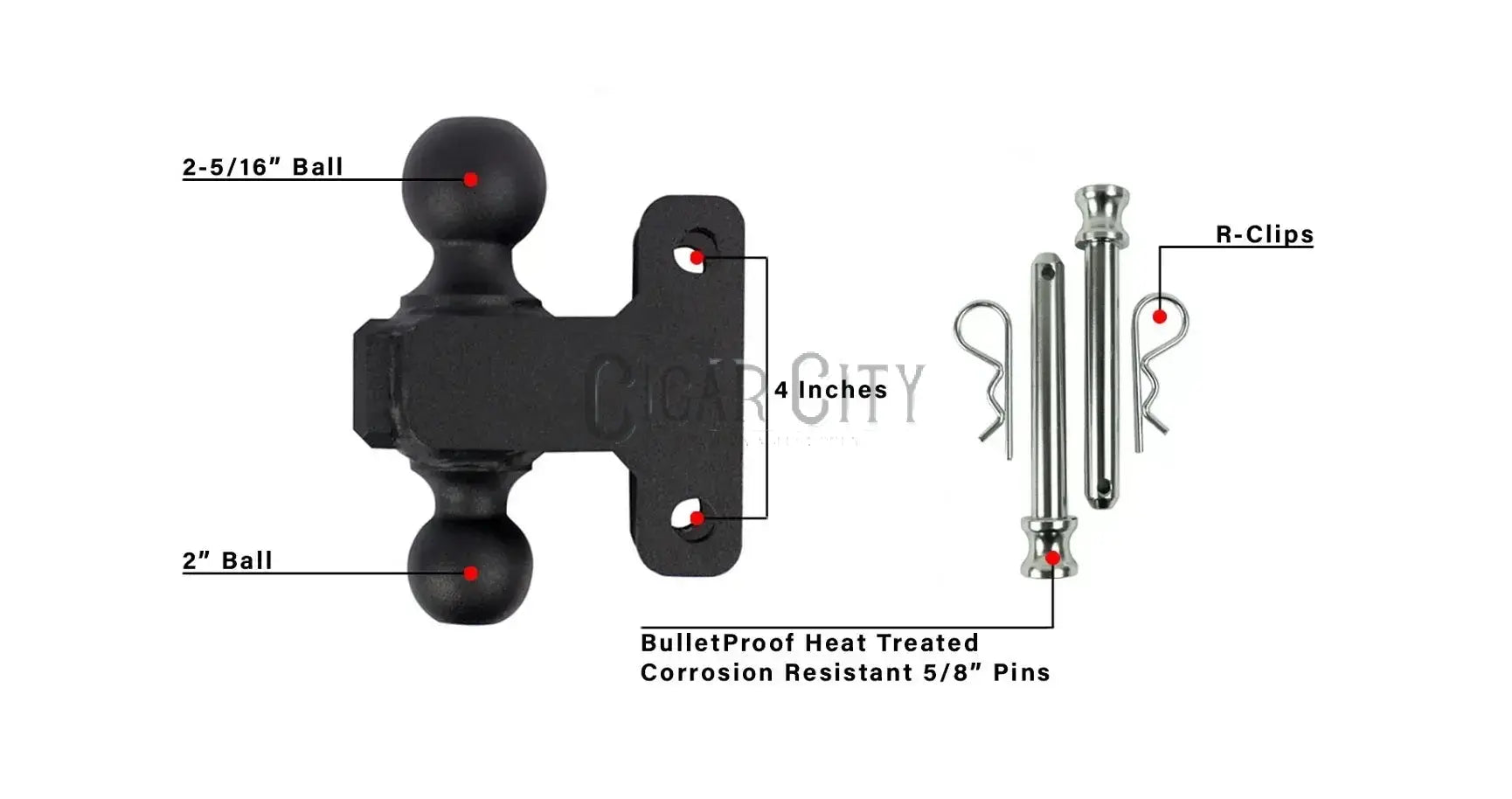 2.0" Extreme Duty 4" Drop/Rise Hitch — Bulletproof Hitches Cigarcity Softwash