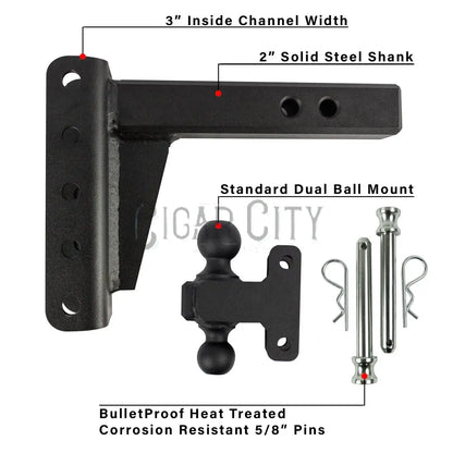 2.0" Extreme Duty 4" Drop/Rise Hitch — Bulletproof Hitches Cigarcity Softwash