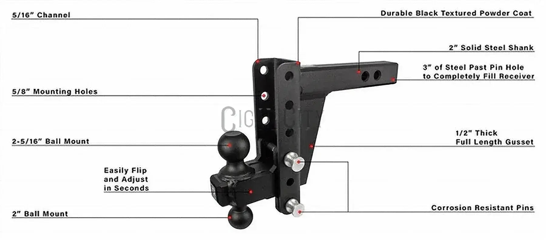 2.0" Extreme Duty 6" Drop/Rise Hitch — Bulletproof Hitches Cigarcity Softwash