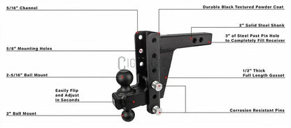2.0" Extreme Duty 6" Drop/Rise Hitch — Bulletproof Hitches Cigarcity Softwash