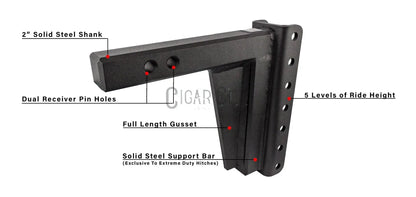 2.0" Extreme Duty 8" Drop/Rise Hitch — Bulletproof Hitches Cigarcity Softwash