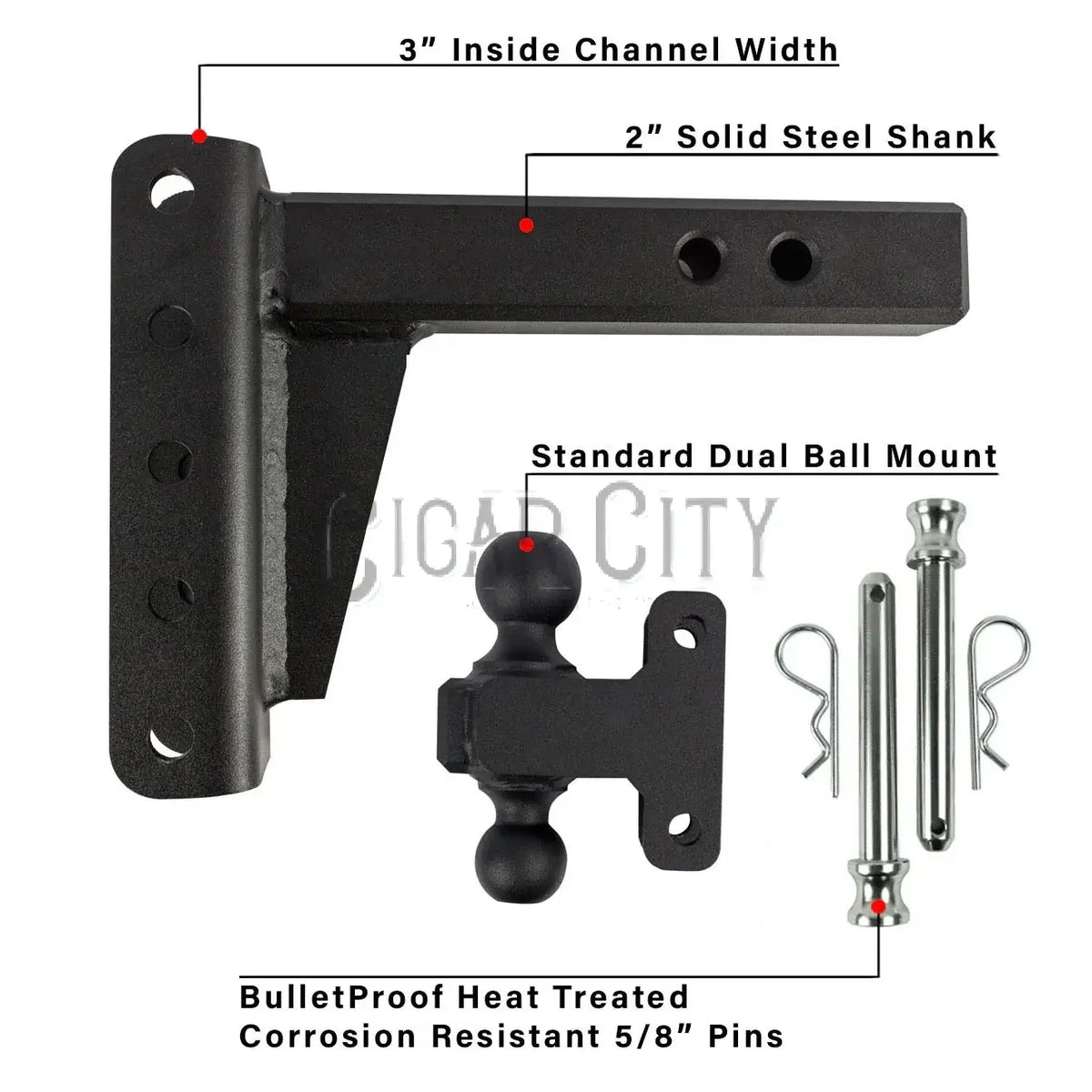 2.0" Heavy Duty 4" Drop/Rise Hitch Cigarcity Softwash
