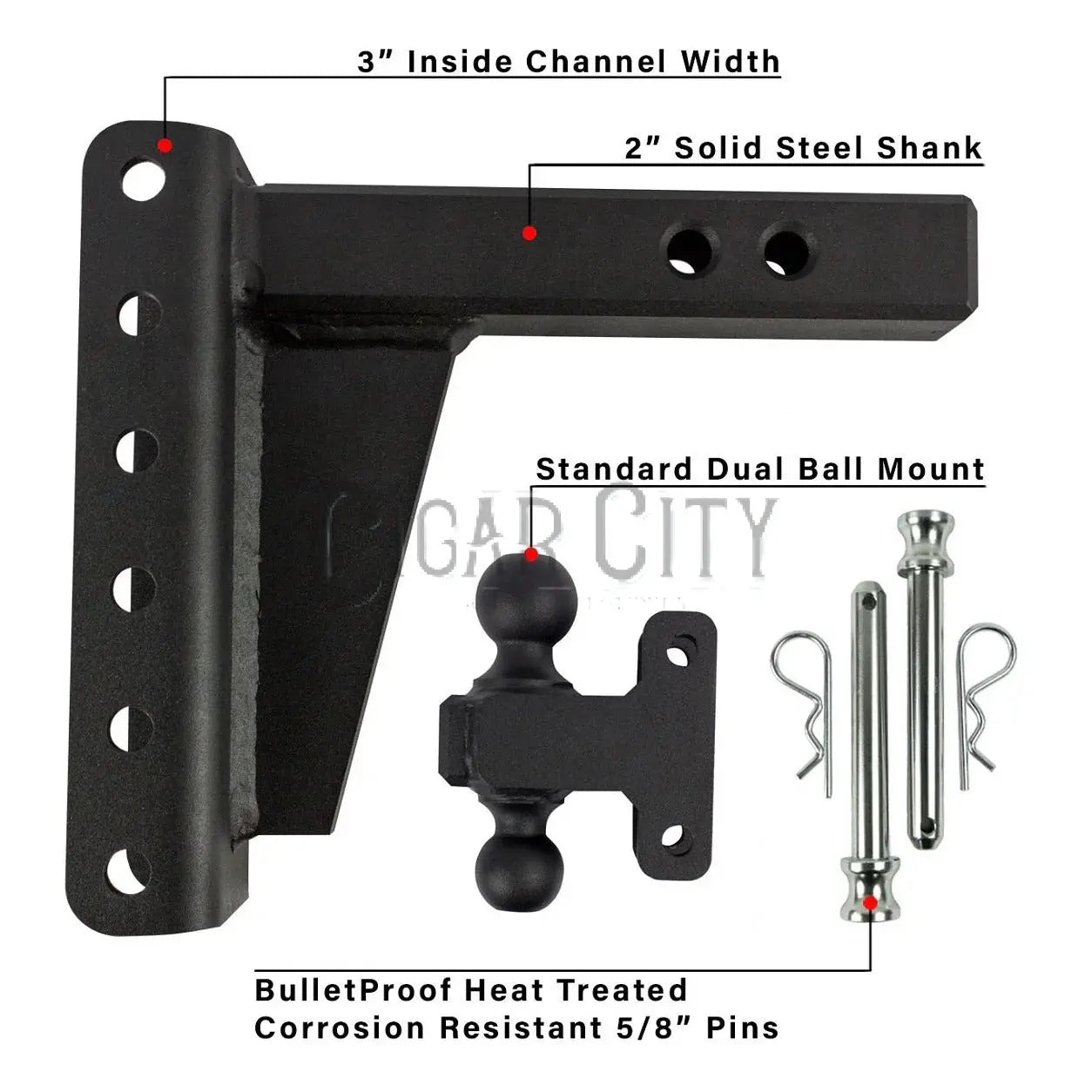 2.0" Heavy Duty 6" Drop/Rise Hitch Cigarcity Softwash