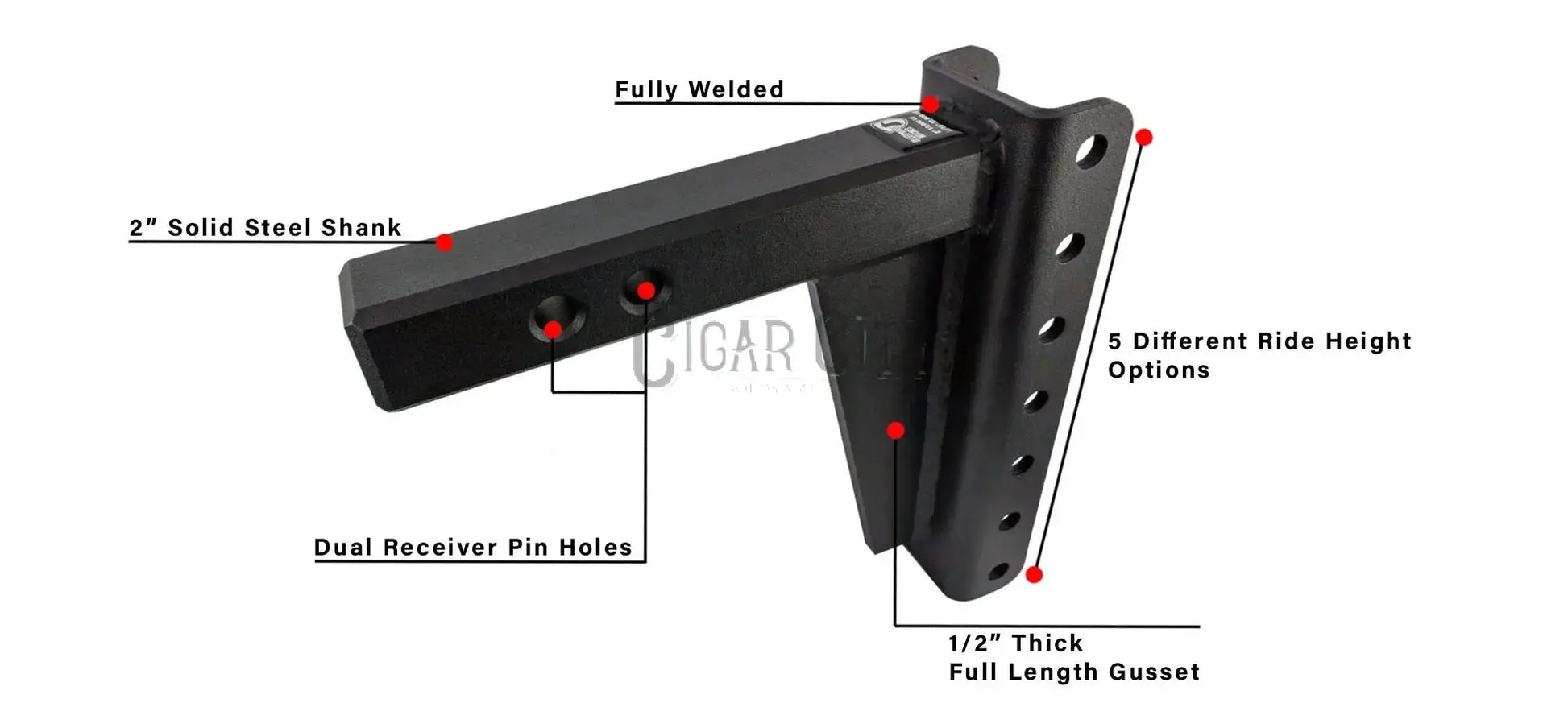 2.0" Heavy Duty 8" Drop/Rise Hitch Cigarcity Softwash