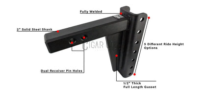 2.0" Heavy Duty 8" Drop/Rise Hitch Cigarcity Softwash