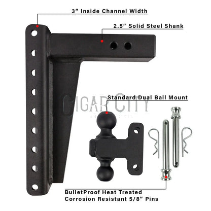 2.5" Heavy Duty 12" Drop/Rise Hitch — Bulletproof Hitches Cigarcity Softwash